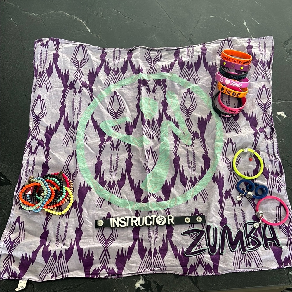 Zumba Purple and Green Scarf with Accessories